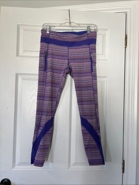 lululemon athletica Purple Striped Performance Leggings